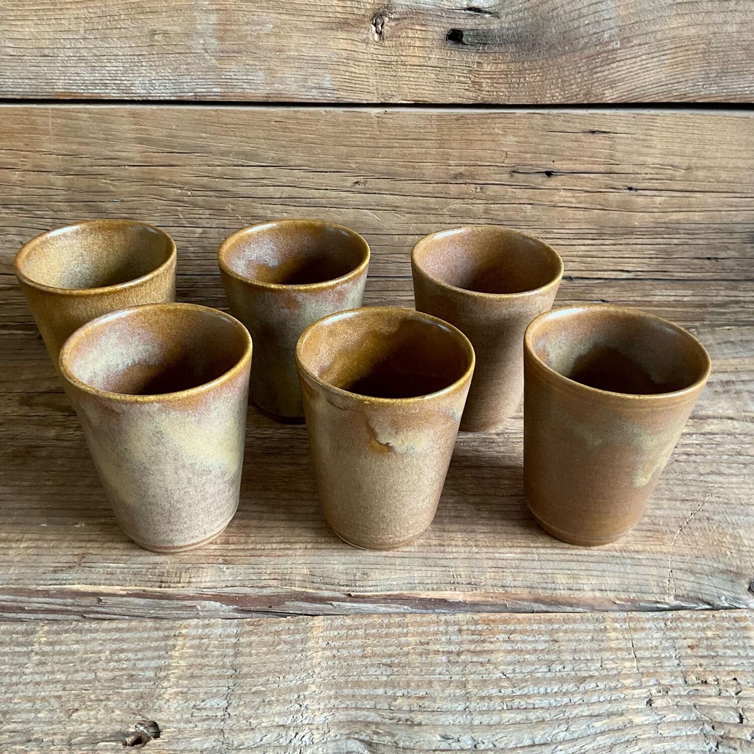 6 stoneware cups Digoin France