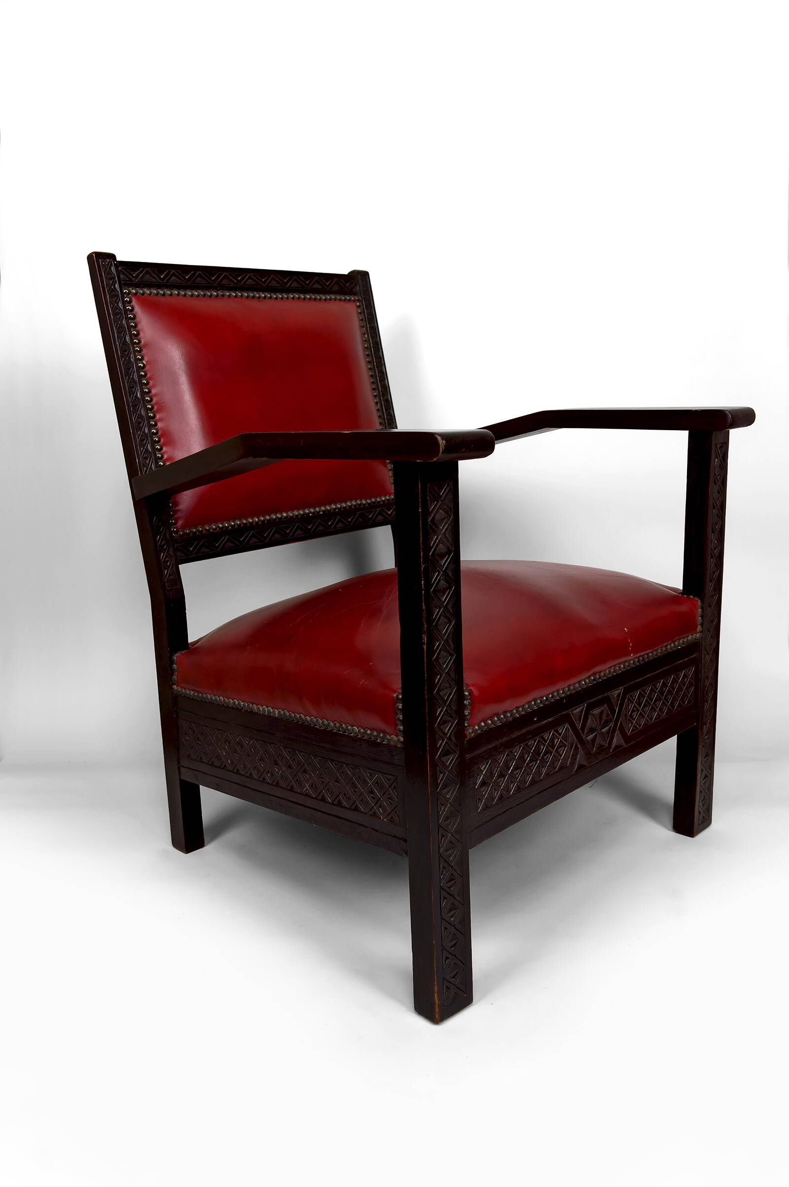 Paire de Fauteuils Art Deco Colonial en Bois Sculpté, Algérie, 1930