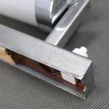 1930s Bauhaus chrome and milk glass tubular wall light, Czechoslovakia, restored