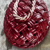Corbeille, Vide Poche en céramique Tressée Vallauris années 50 L28cm/P20cm