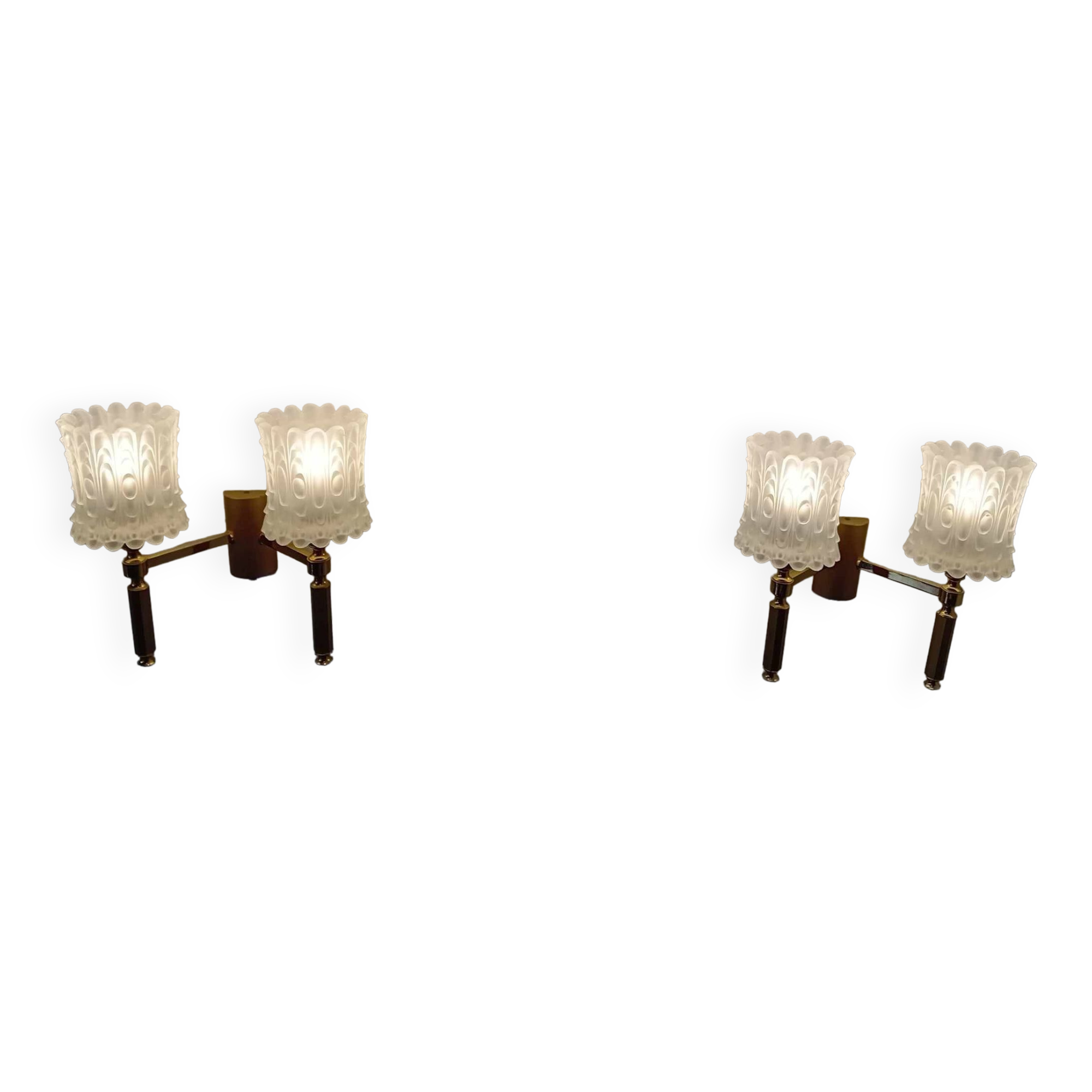 Pair of maison lunel paris france wall lights with 2 lights