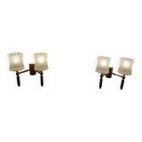 Pair of maison lunel paris france wall lights with 2 lights