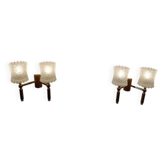 Pair of maison lunel paris france wall lights with 2 lights