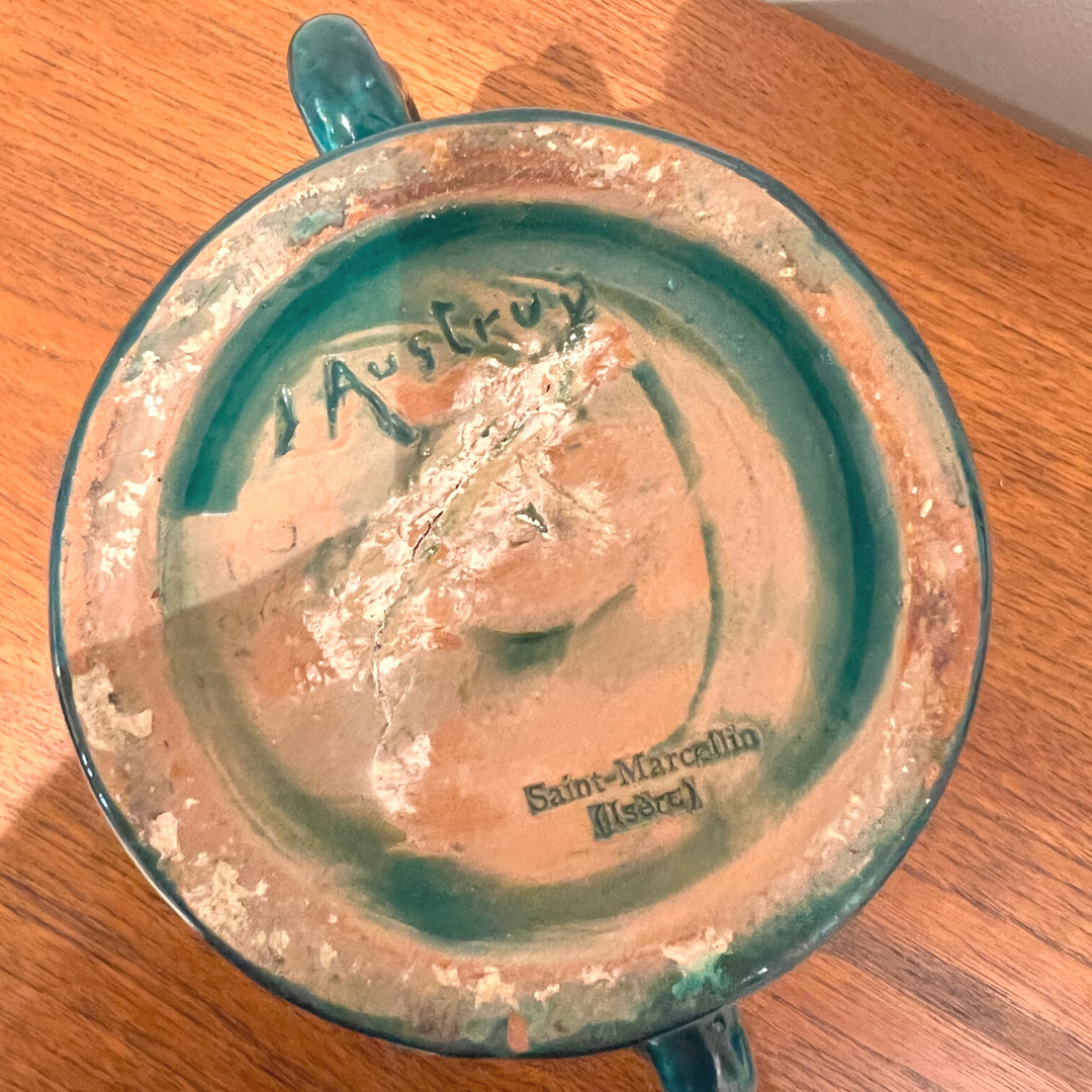 Vase in green enamelled green Jean Austruy