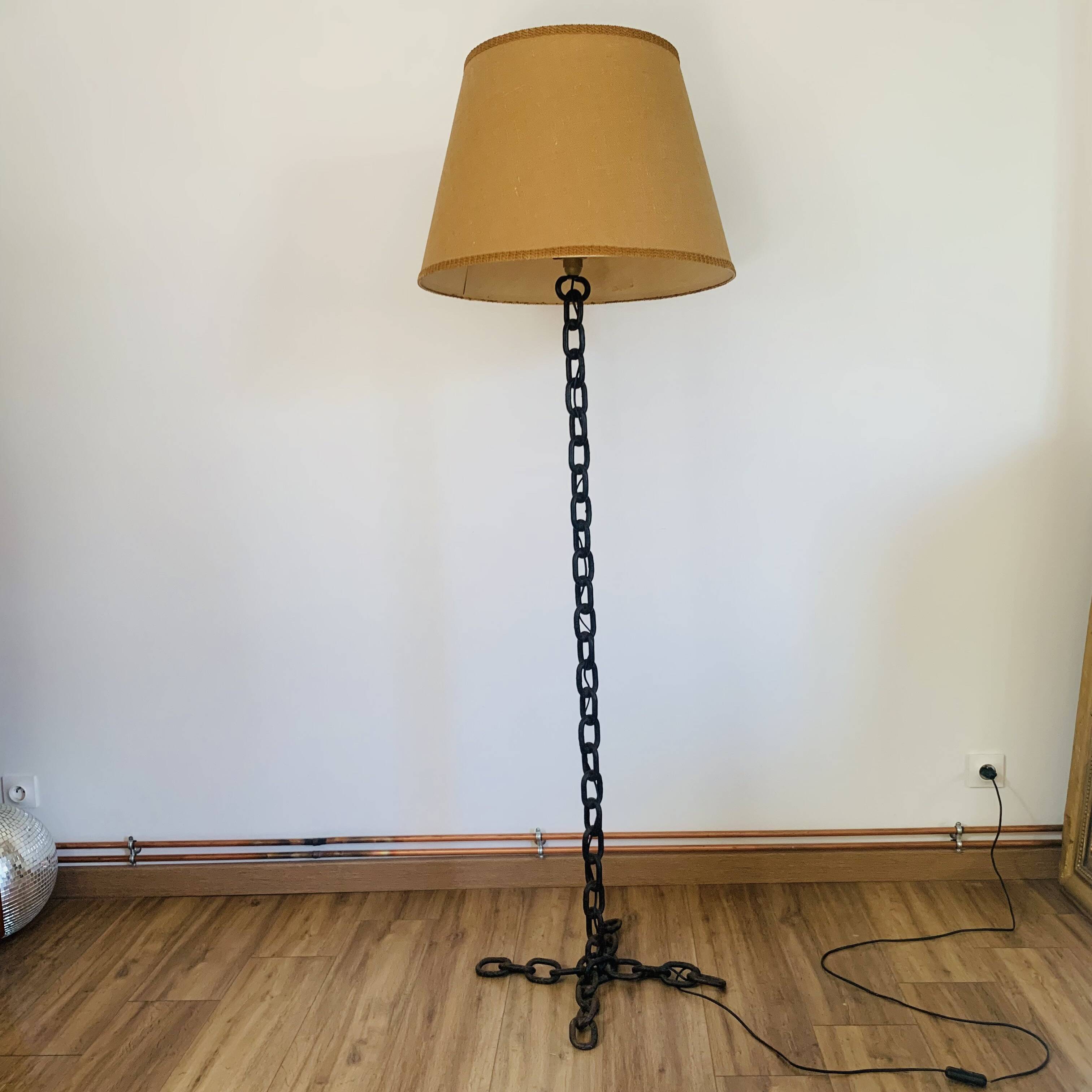 Large Brutalist Iron Floor Lamp
