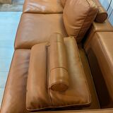Minimalist 3-seater cognac leather sofa