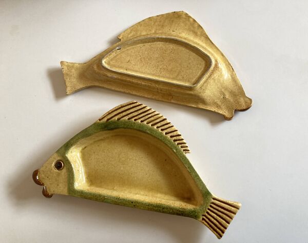 Paire de plats poisson Vallauris 1850 Atelier Cerenne Vallauris