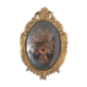 Cadre bois doré et verre bombé vintage