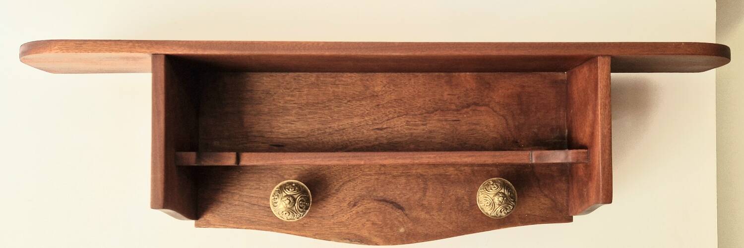 1950s mahogany wood wall shelf