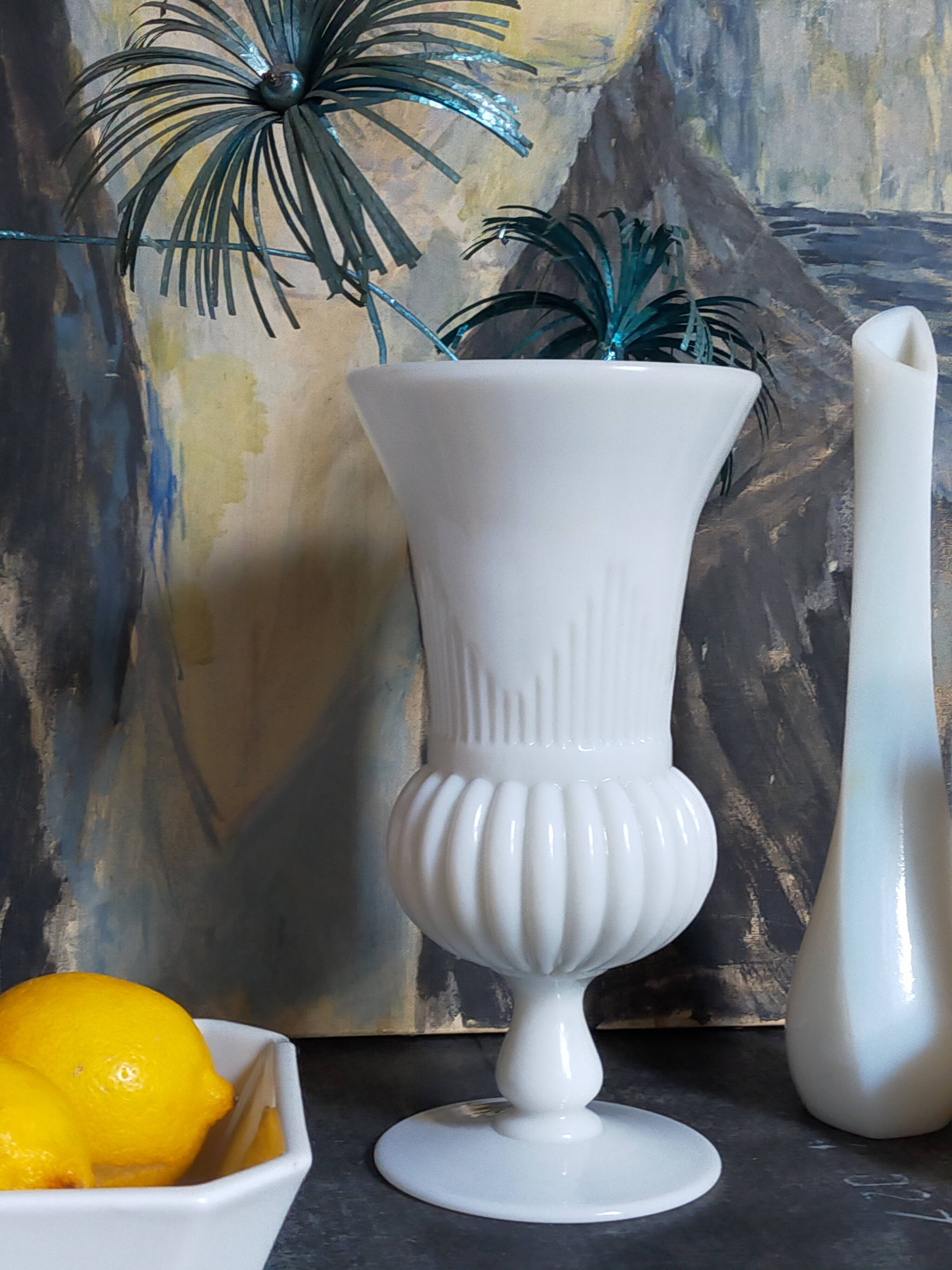 Antique milk glass baluster vase early 20th century