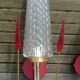 Pair of wall lights Vintage 1950s/60s glass/brass/red flames plastic