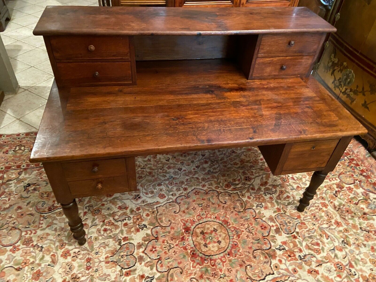 Important stepped office in solid blond oak nineteenth Napoleon III