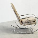Chrome rocking chair with the original fabric