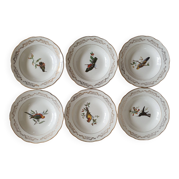 6 assiettes creuses Gien Moineaux de Paris
