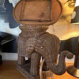 Table Elephant en rotin  dans le goût de Vivaï del Sud, Italie 1970