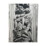 Print black and white silver photograph bas-relief of a twentieth century church