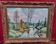 Oil on mounted panel lake landscape