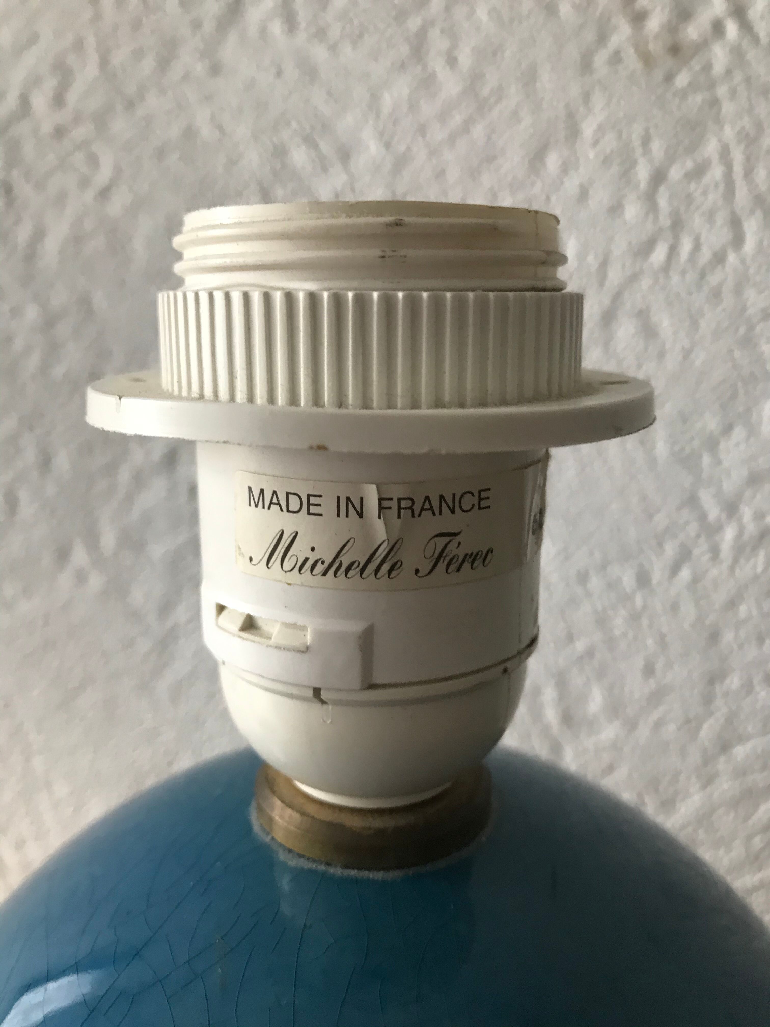 Blue enamelled sandstone ball lamp