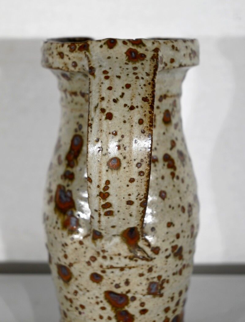 Enamelled stoneware pitcher, signed G. Tiffoche – XXth