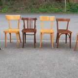Set of 6 vintage mismatched bistro chairs