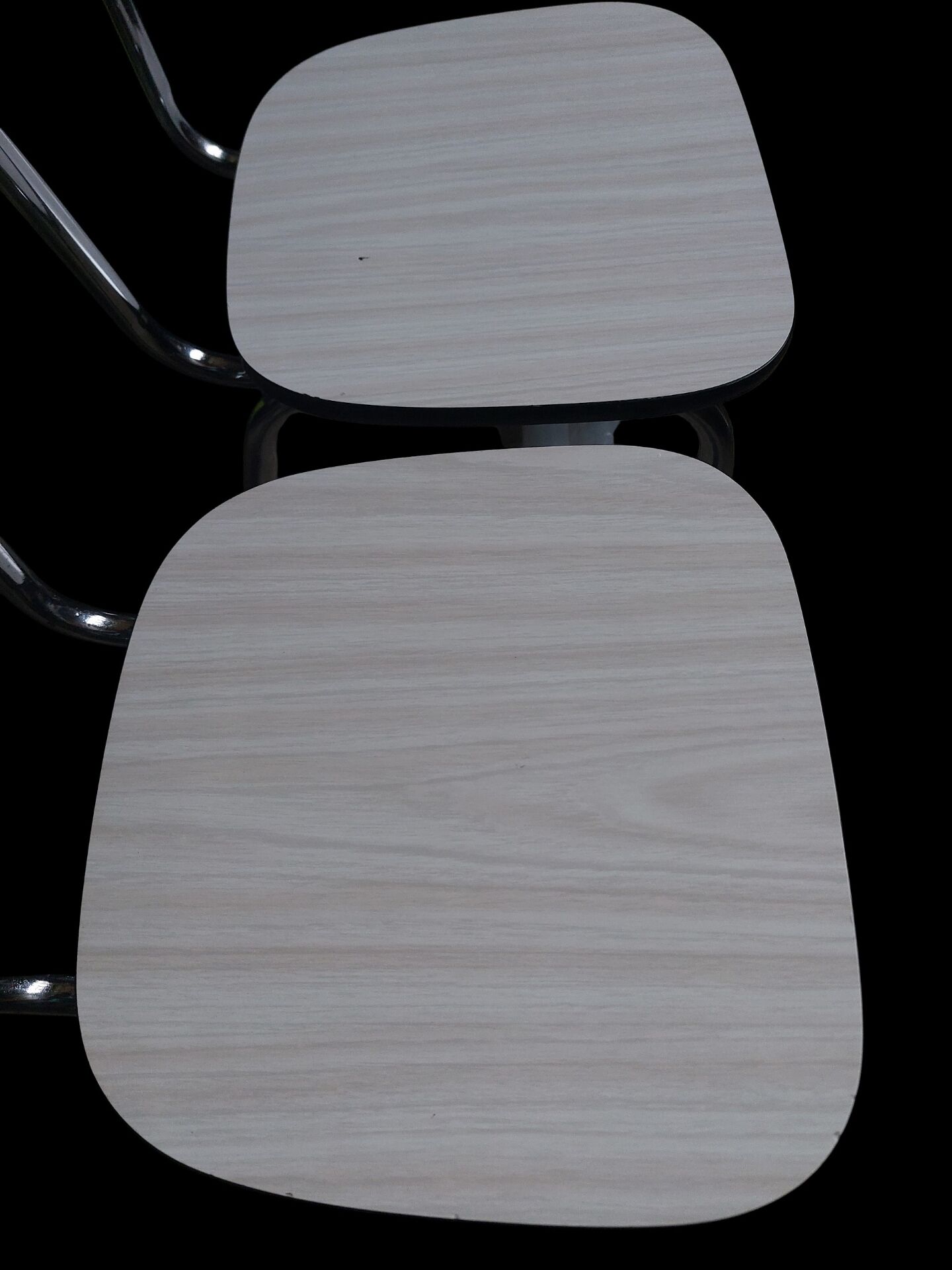 Pair of vintage chairs in light Formica and chrome metal – 1960s