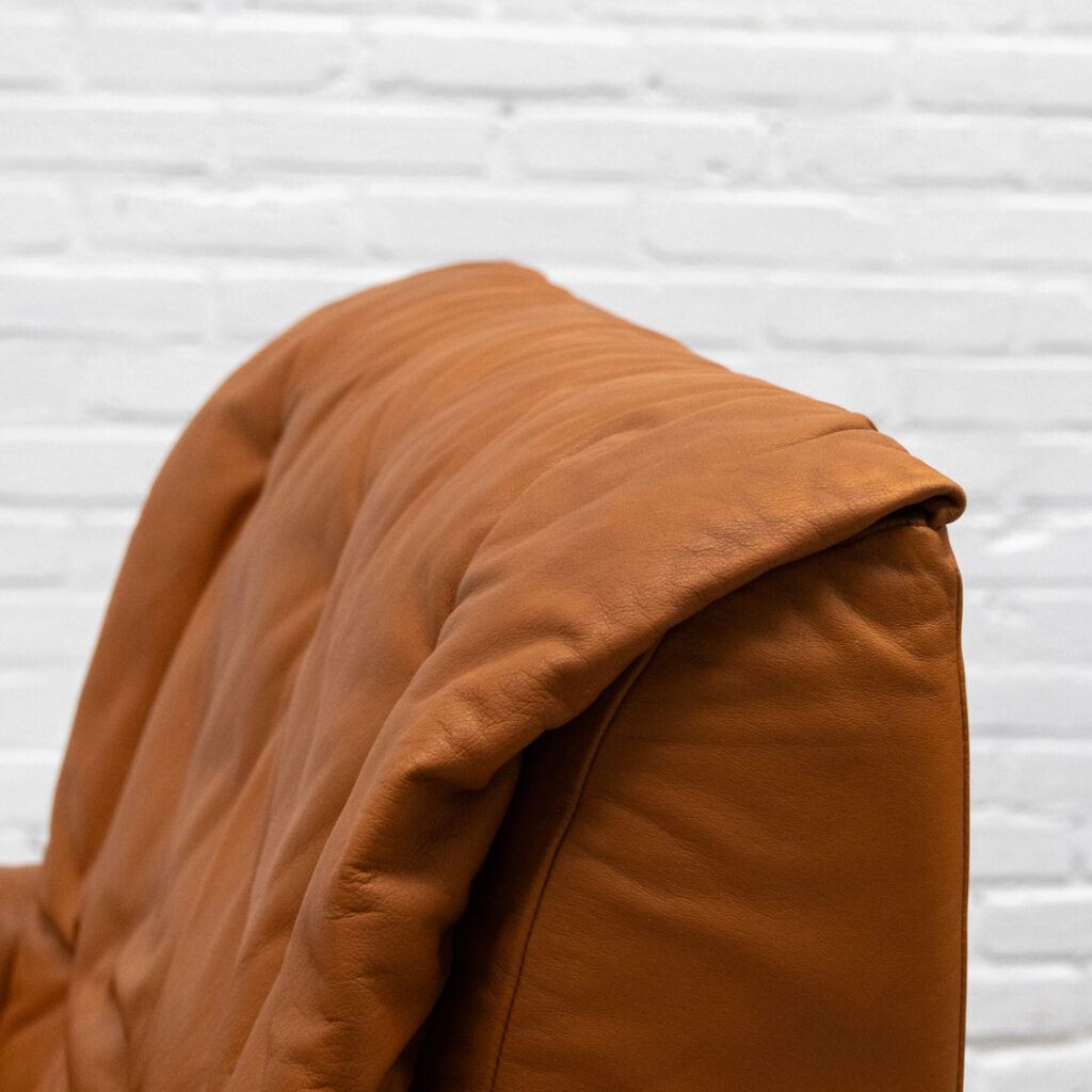 Italian Cognac Leather Bonacina Armchair 1970s