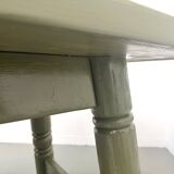 Glossy olive green lacquered dining table — DLG Georges Robert, Circa 1970