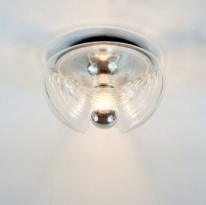 Large Mid-Century Modern Wave Flush Mount by Koch & Lowy for Peill & Putzler, Germany, 1960s/1970s