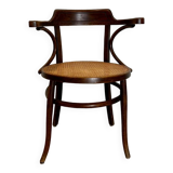 Baumann armchair in curved wood and canework