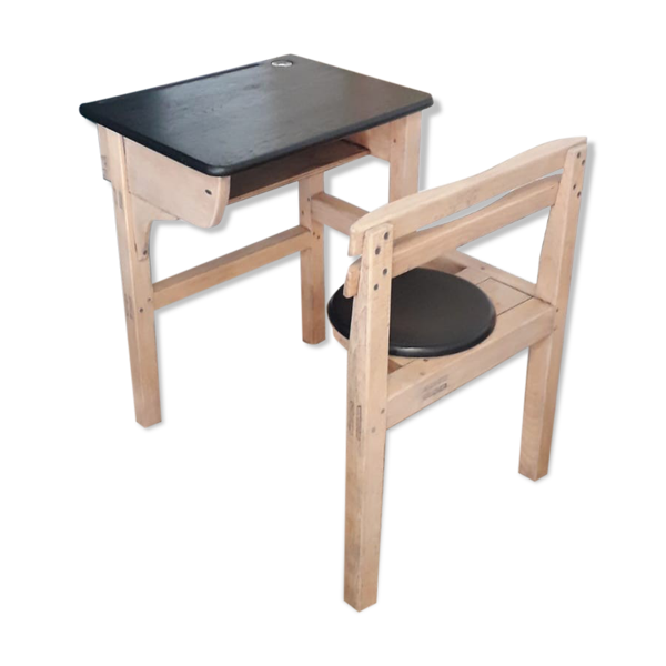 Bureau enfant noir et naturel