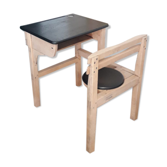 Bureau enfant noir et naturel