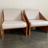 Fauteuils rationalistes en pin massif