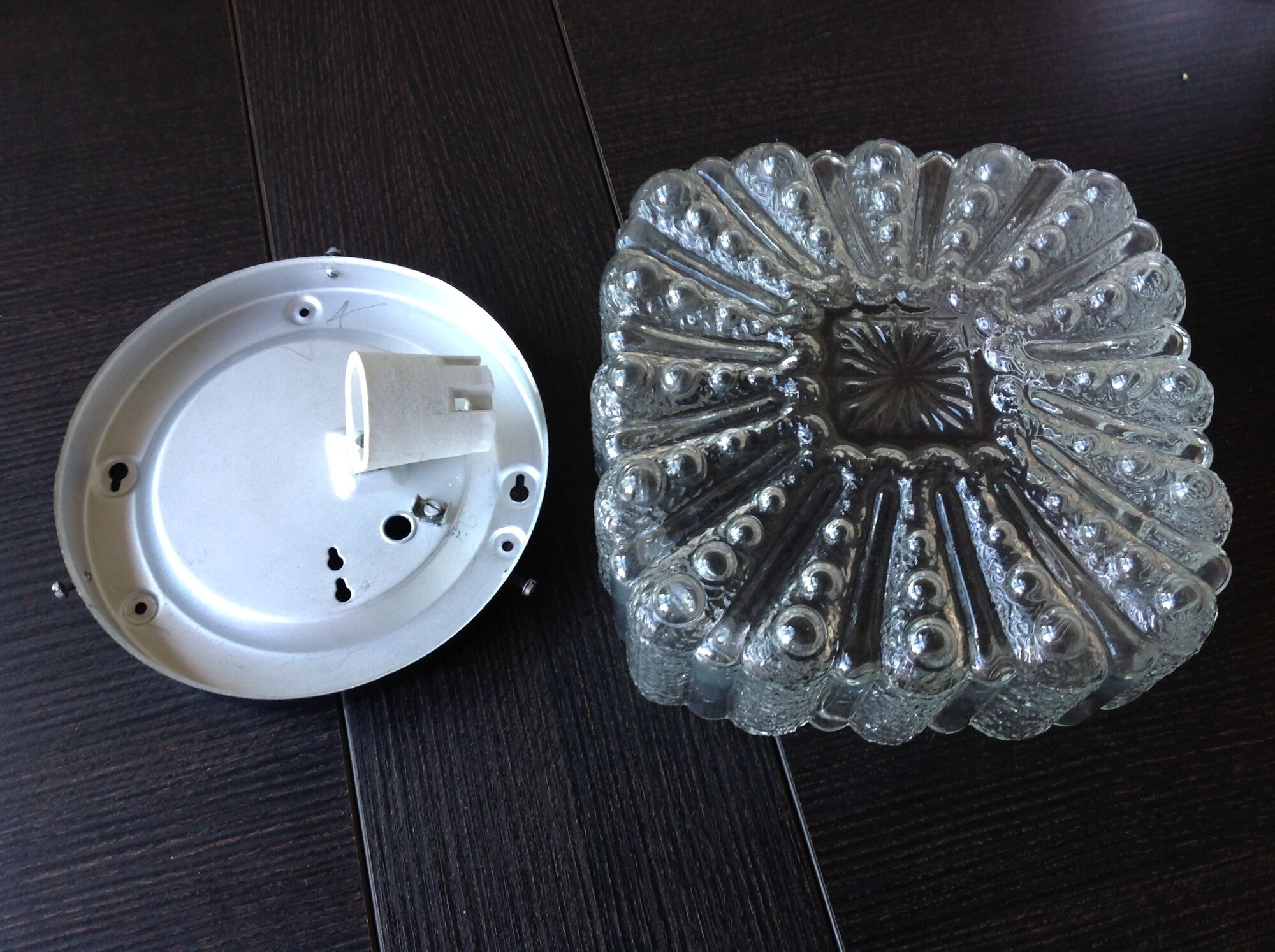 Square ceiling lamp in bulled glass 60/70s