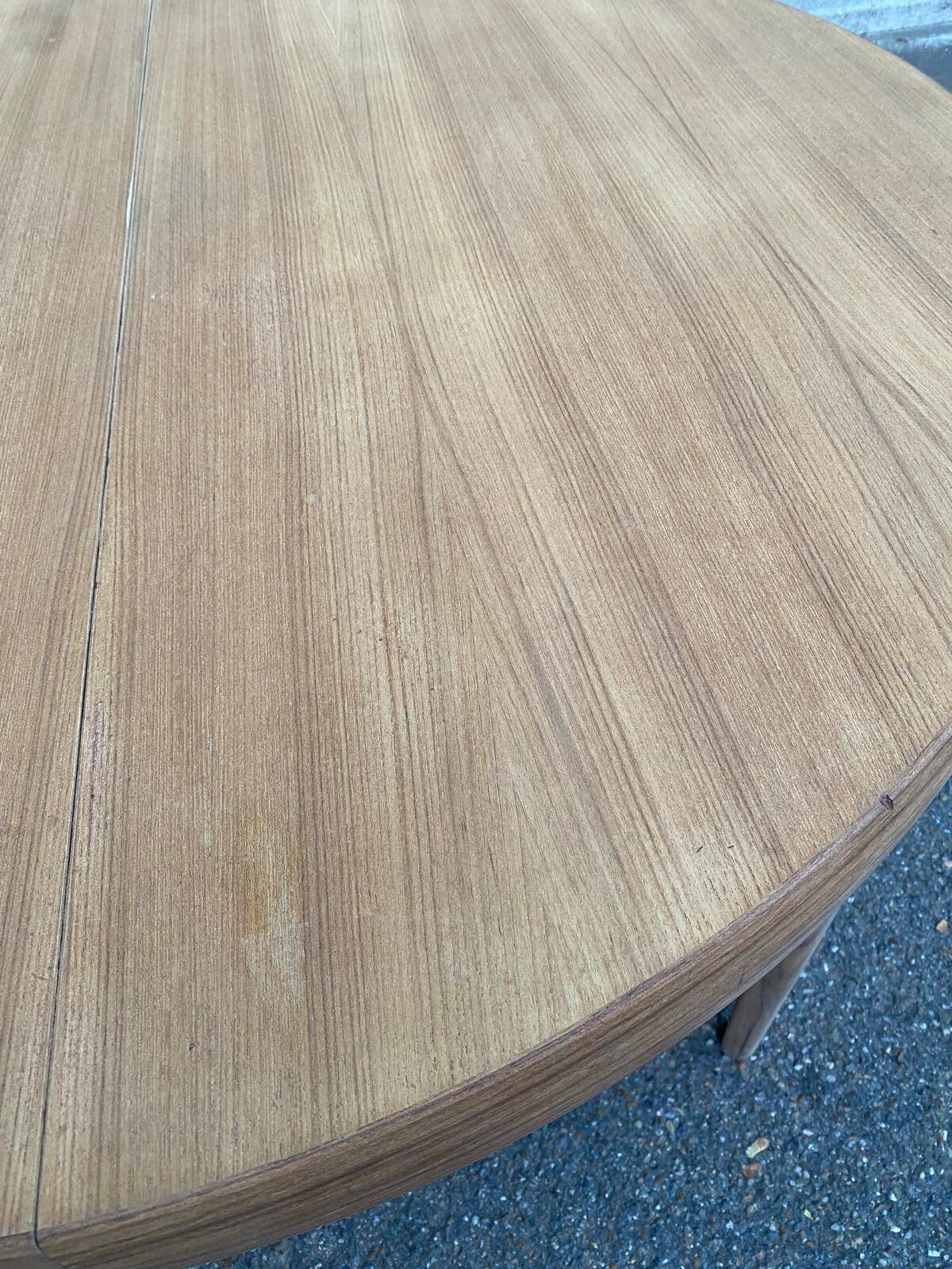 Authentic Scandinavian round table BAUMANN stripped in raw teak 1960