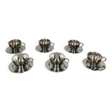 Set of 6 vintage stainless steel coffee cups, 1970