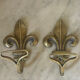 Pair of antique gilt bronze lily flower wall brackets.