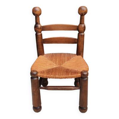 Ancienne petite chaise basse paillée