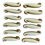 Set of 12 vintage art deco yellow and gold ceramic knife rests