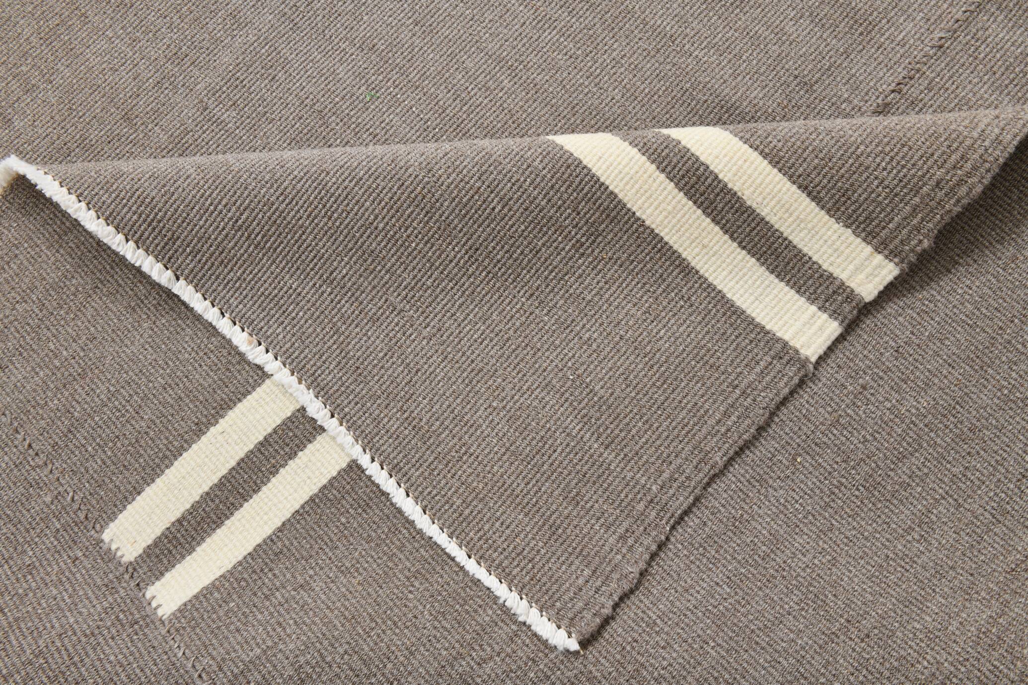 8x10 Gray Beige Vintage Kilim Rug, 235x317Cm