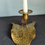 Antique bronze ivy leaf candle holder