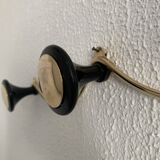 Vintage 1960s coat rack, gold and black, 3 hooks, new condition - 45 x 7 cm
