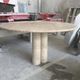 Cream travertine round column leg dining table