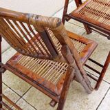 Pair of vintage bamboo folding chairs