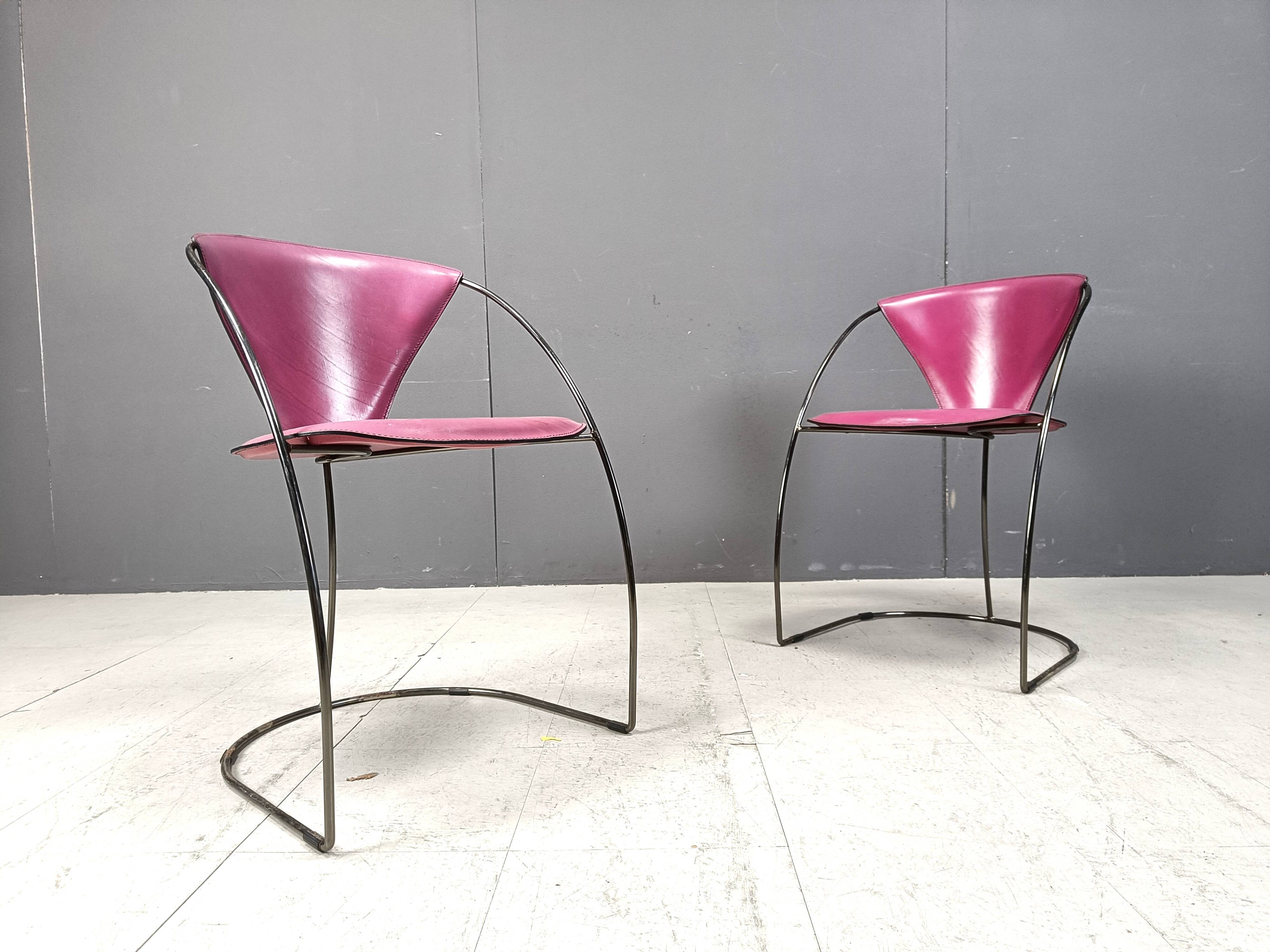 Vintage pink 'linda' dining chairs by Arrben, 1980s - set of 4