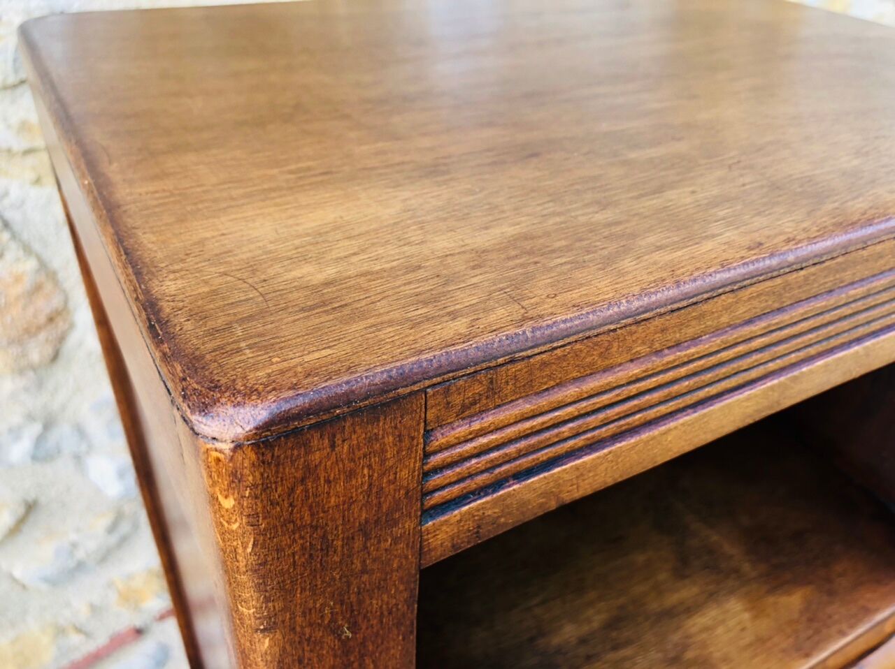 Art Deco bedside, 2 drawers in walnut Circa 40 /50