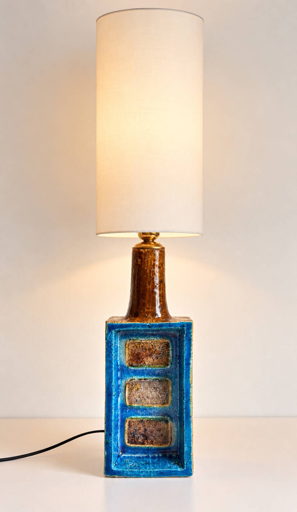Aldo Londi for Bitossi Chamotte Ceramic Table Lamp, Italy, 1960s