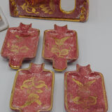 Italian guests ashtray in rose and gilding earthenware