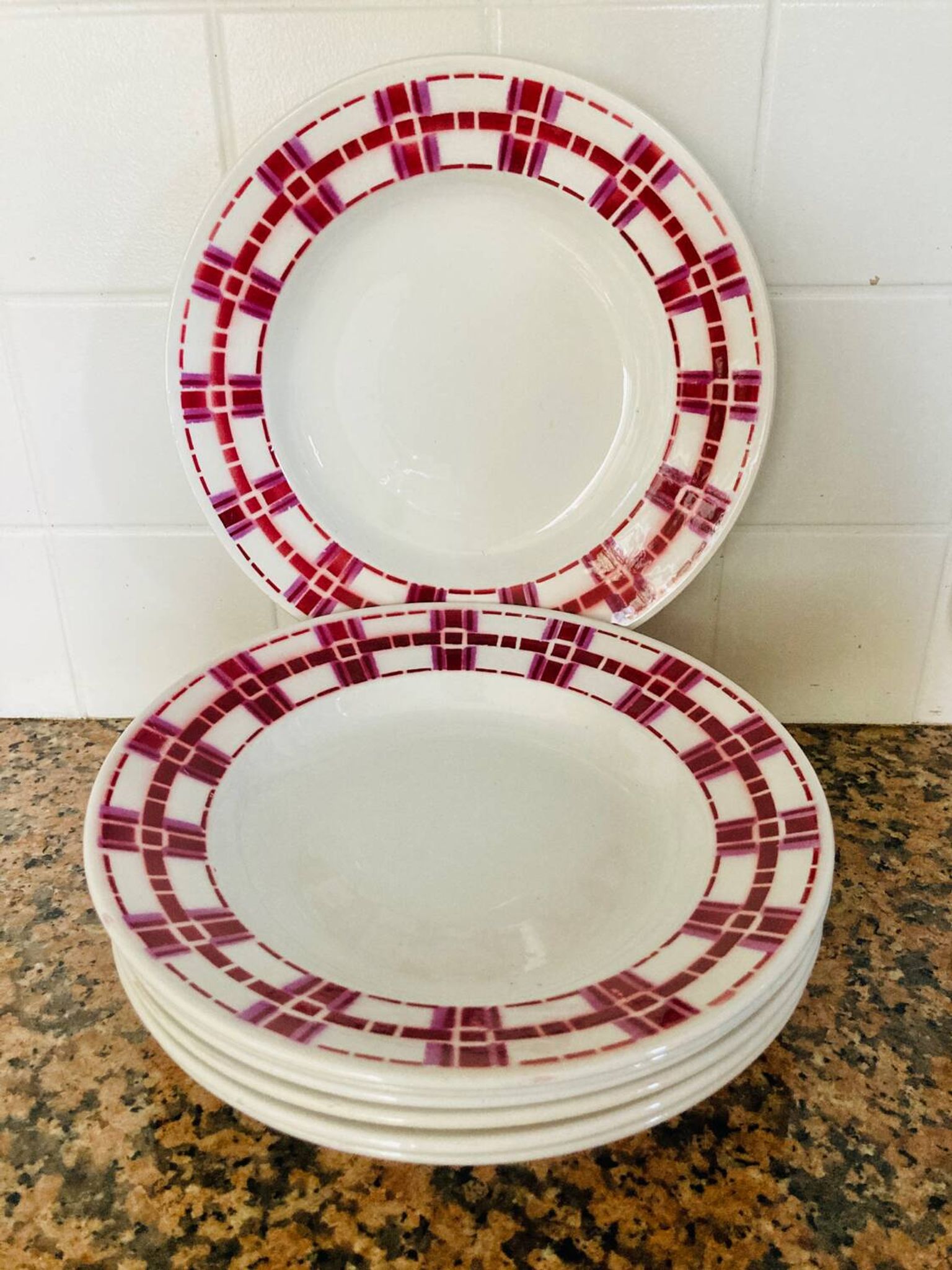 X7 assiettes creuses en faïence Stuart Moulin des loup- retro-cuisine- vintage