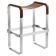 Contemporary Classic Bar Stool in Aged Silver Metal and Dark Brown Leather