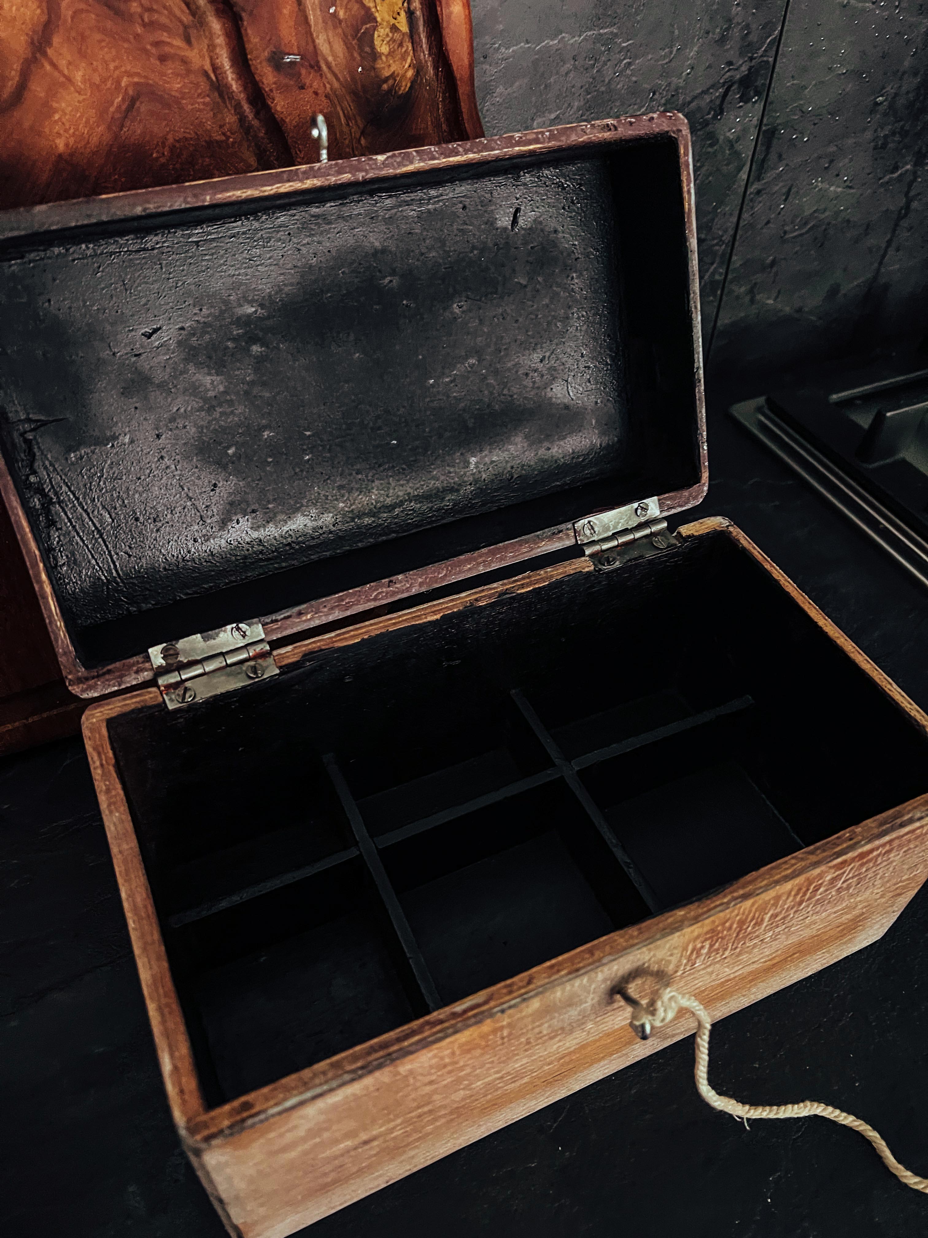 Old wooden kitchen storage box